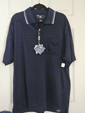 Pro Celebrity Men's Navy Polo with Contrast Stripe Collar